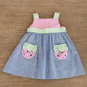 Florence Eiseman Pink and Blue Striped Seersucker Dress